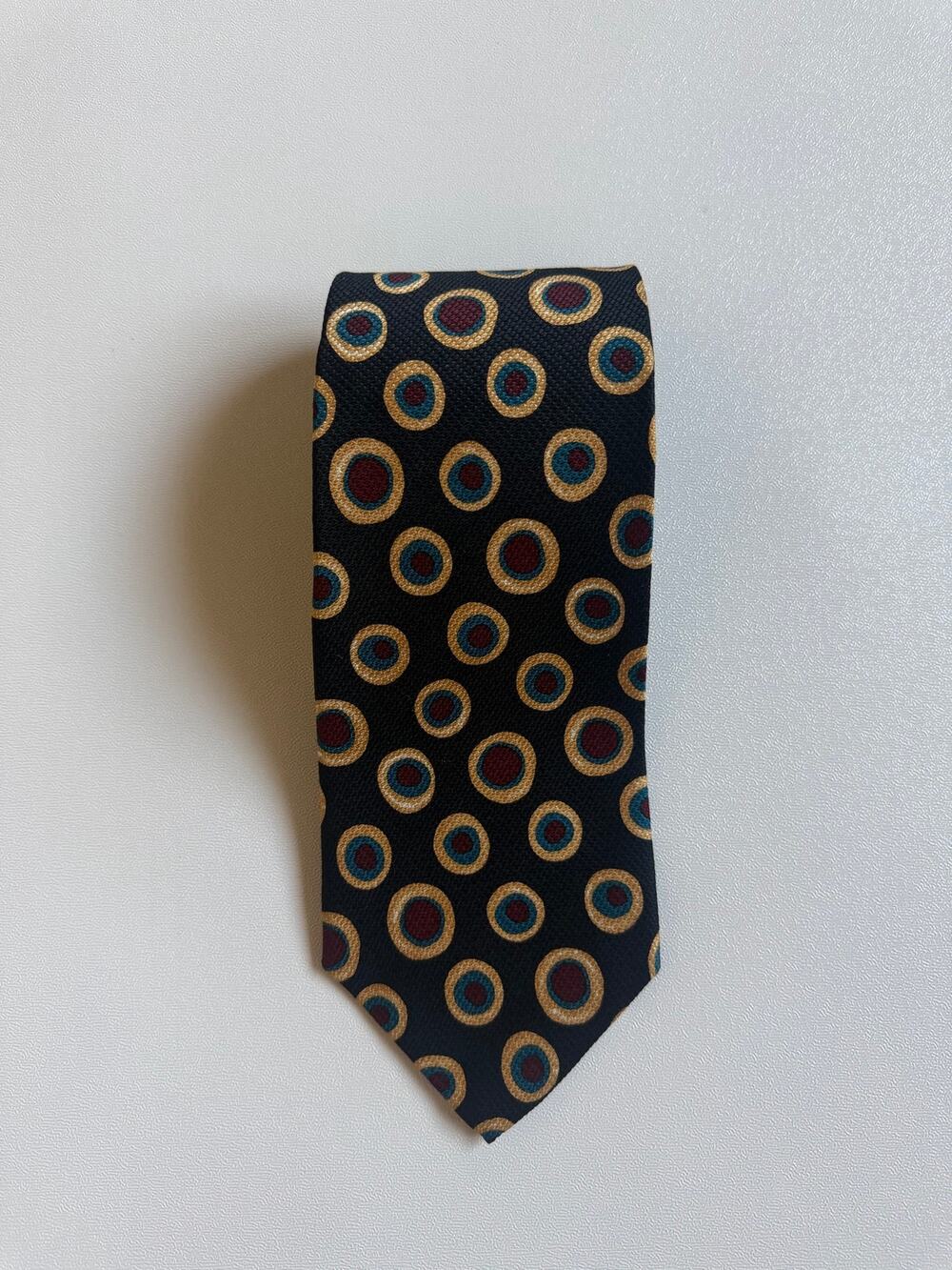 Vintage Valentino Giovanni Pure Silk Tie Paris Rome Beverly Hills Geometric Prin
